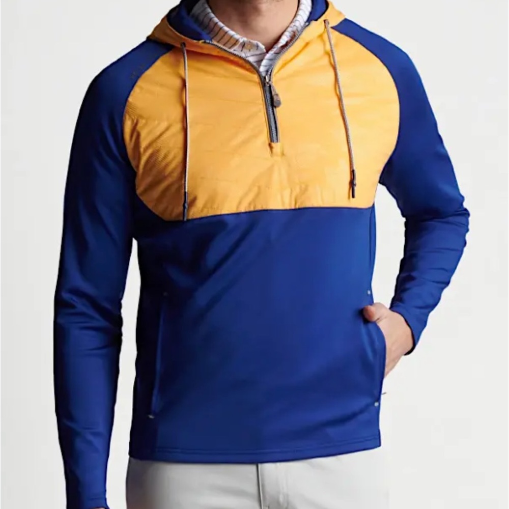 Peter Millar Men Hyperlight Weld Hybrid Half-Zip Jacket Size M NWT Yellow Navy